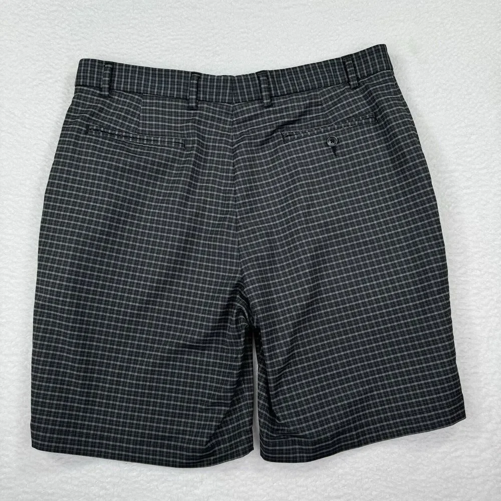 Walter Hagen Golf Shorts Mens 38 Black Gray Check Plaid‎ Classic Fit Stretch